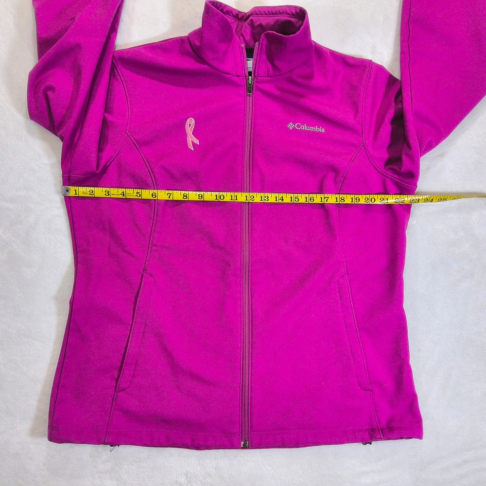 Columbia Softshell Jacket Women XL Pink Breast Cancer Awareness Full Zip Fleece - Picture 3 of 9